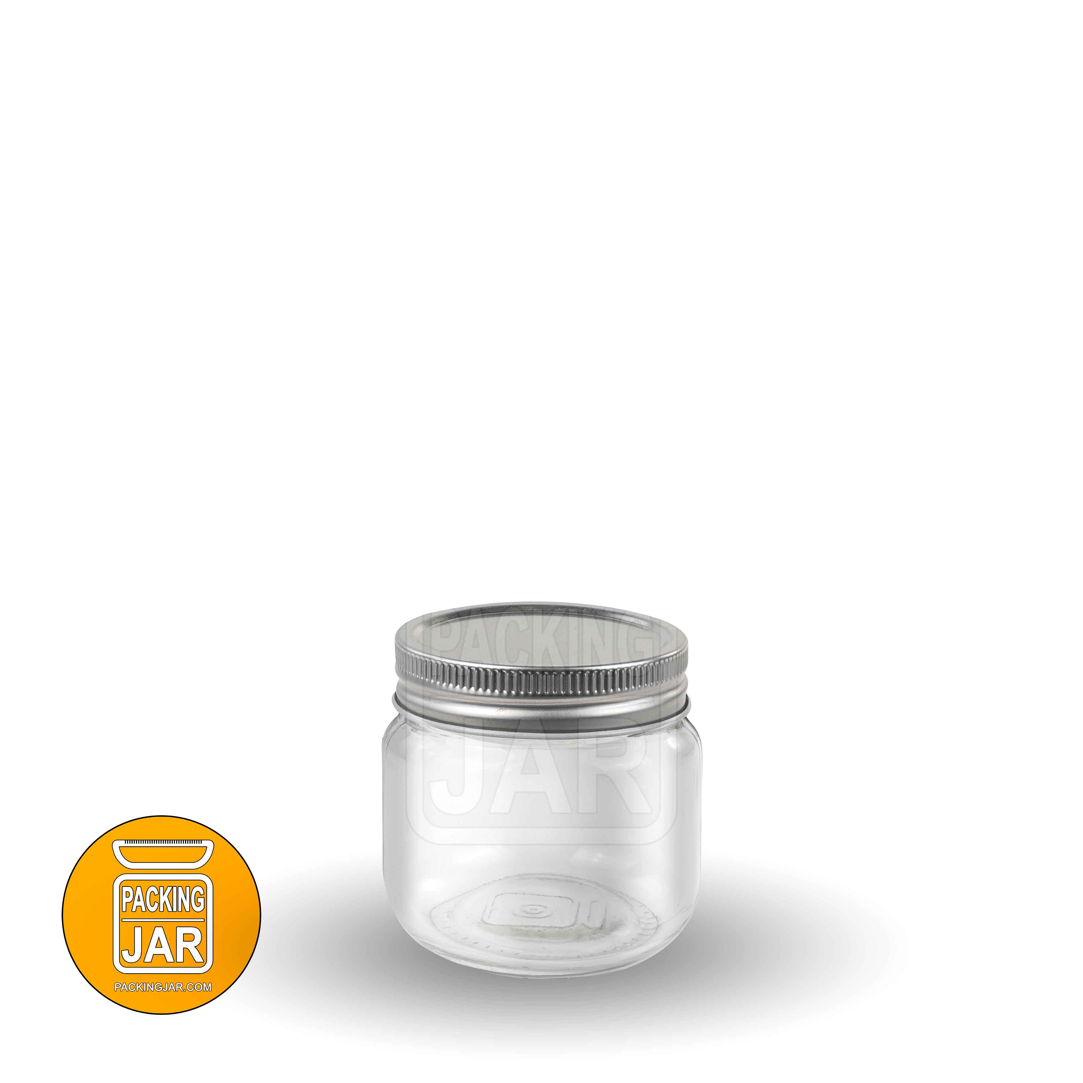 جار شیشه ای استوانه ای کانتینری آرم دار درب 68سایز 4